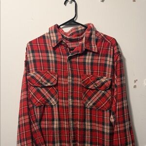 Red and Black Plaid Flannel Shirt